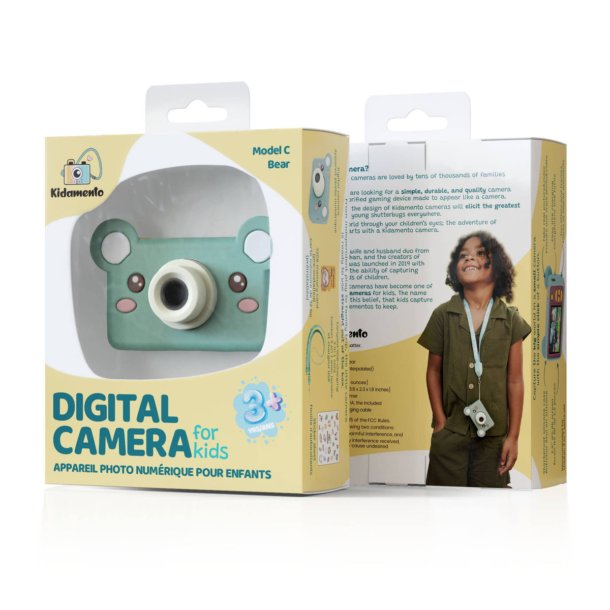 Box for Bear-shaped kids' digital camera in blue color