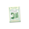 A seed packet featuring an illustration of slender, bright green bush beans growing on compact plants on a white background.