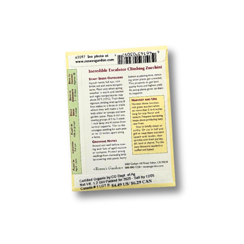 Seeds | Climbing Zucchini Incredible Escalator | Renee's Garden