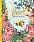Book cover showing friendly bees pollinating flowers