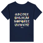 Little Gardeners Navy ABC Toddler T-Shirt featuring a colorful garden-themed ABC illustration on a soft cotton tee.