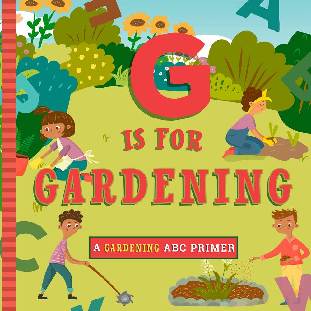 Book cover showing letters and gardening illustrations