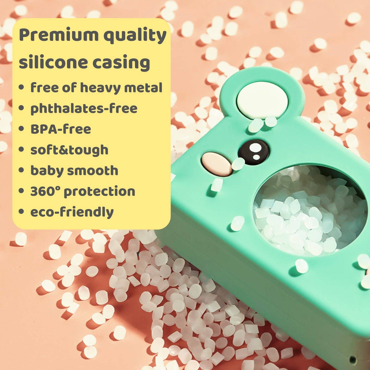 Silicone case for bear-shaped kids' digital camera in blue color
