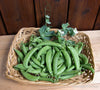 Snap Sugar Daddy Organic beans in a wicker basket
